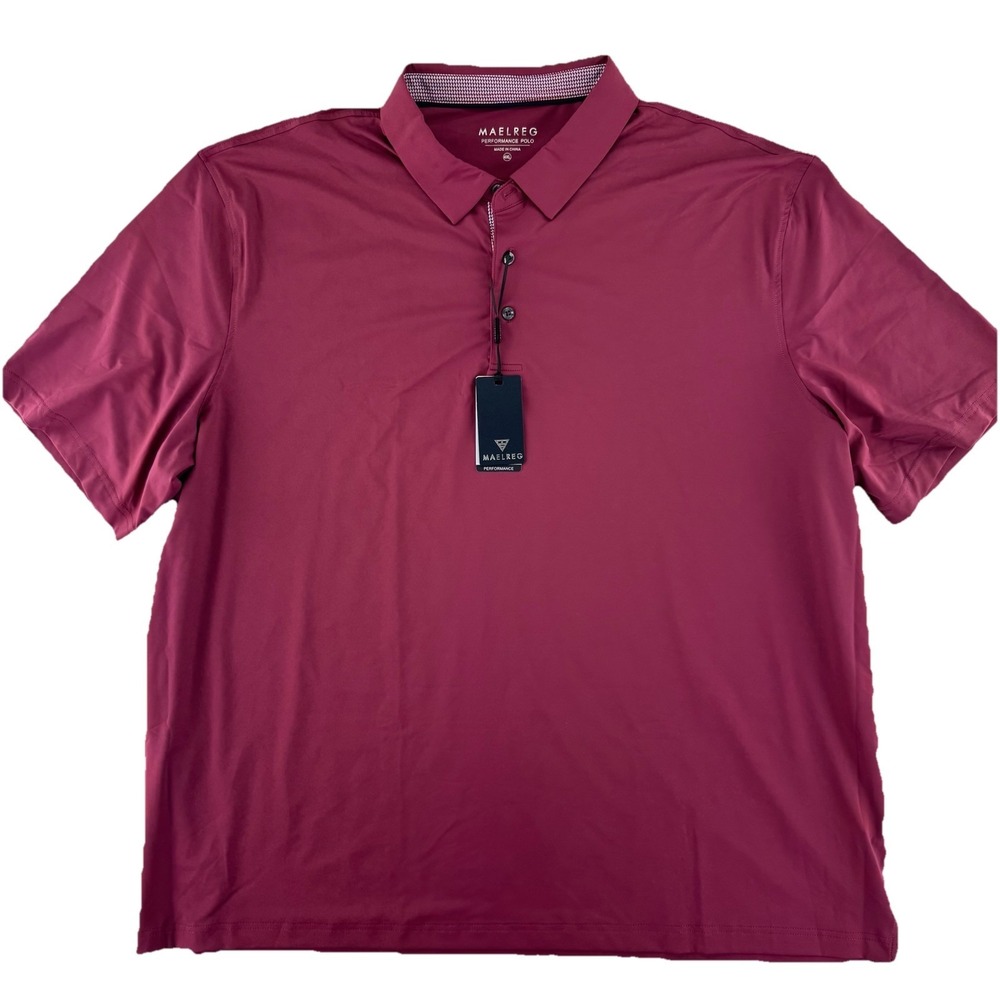 Maelreg‎ Golf Performance Polo Shirt Mens 4XL Bordeaux Red